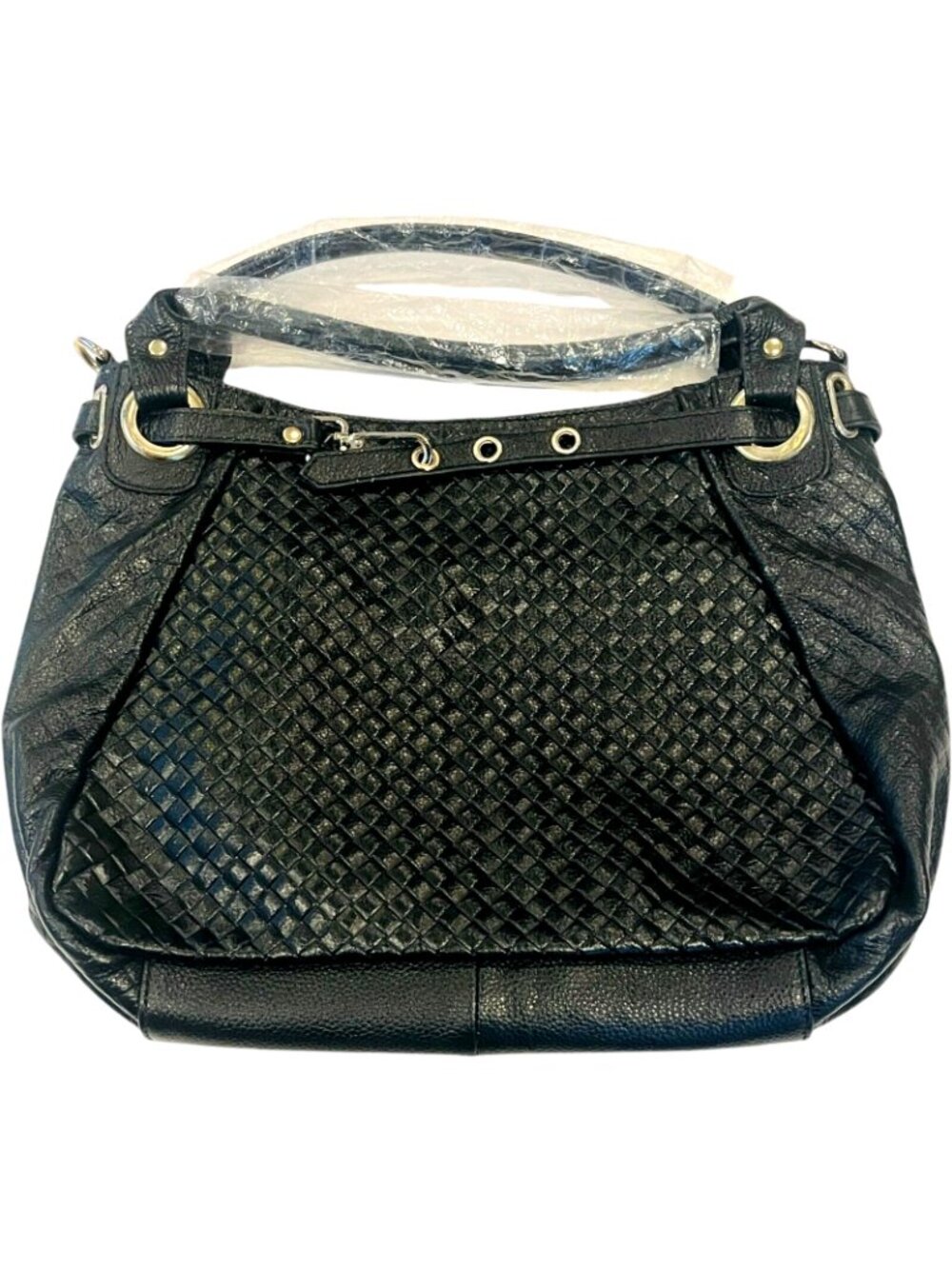 Black Leather Purse / Carry Purse - 14" W x 10" H x 4" D - NEW - Picture 4 of 5